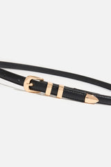 Dynamite Website Shop | Double Loop Super Slim Faux Leather Belt Black