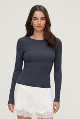 Dynamite Discount | Rumi Long Sleeve T Shirt Blue