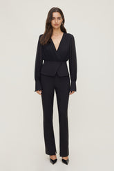 Dynamite Outlet | Sheer Wrap Blouse BLACK