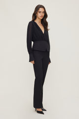 Dynamite Outlet | Sheer Wrap Blouse BLACK