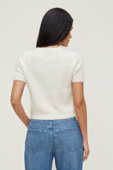 Dynamite US | Premium Mohair Short Sleeve Cardigan White