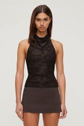 Dynamite Store | Jacquard Halter Top Brown