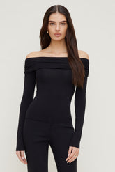 Dynamite Website Shop | Off Shoulder Long Sleeve Top Black