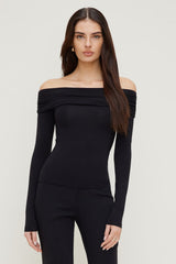 Dynamite Website Shop | Off Shoulder Long Sleeve Top Black
