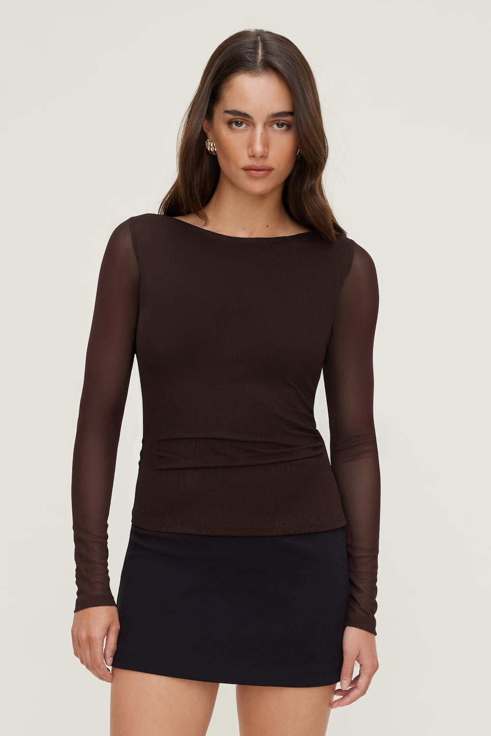Dynamite Outlets | Stella Long Sleeve Mesh Top PURPLE