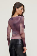 Dynamite US | Stella Long Sleeve Mesh Top PURPLE