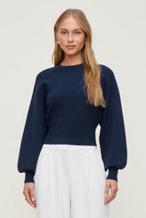 Dynamite Online | Balloon Sleeve Sweater Blue