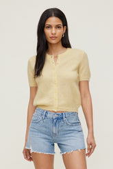 Dynamite Website Shop | Premium Mohair Short Sleeve Cardigan Yellow