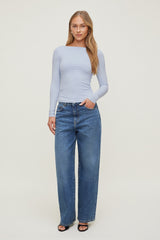 Dynamite Online | Nola Sculpt Long Sleeve Top Blue