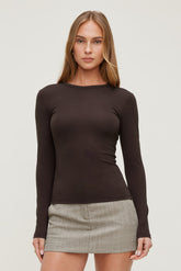 Dynamite Discount | Rumi Long Sleeve T Shirt Brown