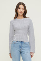 Dynamite Outlets | Striped Dolman Heavy Cotton Top White