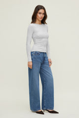 Dynamite Website Shop | Tedi Ribbed Long Sleeve T Shirt Gray