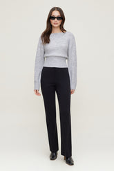 Dynamite Outlet | Juliet Cinched Boat Neck Sweater Gray