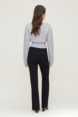 Dynamite Outlet | Juliet Cinched Boat Neck Sweater Gray