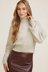 Dynamite Store | Ellora Crop Turtleneck Sweater Gray