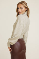 Dynamite Store | Ellora Crop Turtleneck Sweater Gray
