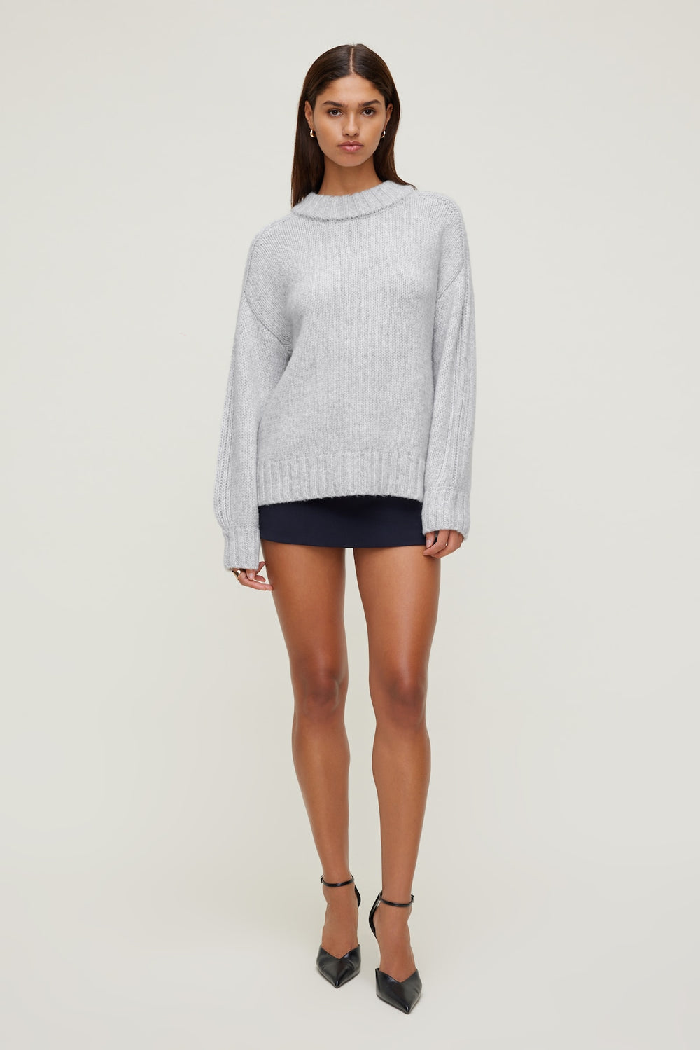 Dynamite Website Shop | Mabel Chunky Crewneck Sweater Gray