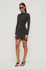 Dynamite Discount | Sculpt Draped Structured Mini Dress Brown