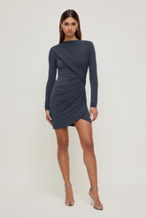Dynamite Store | Sculpt Draped Structured Mini Dress Blue