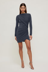 Dynamite Store | Sculpt Draped Structured Mini Dress Blue