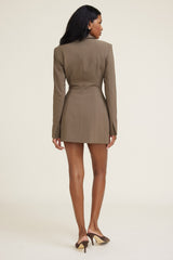 Dynamite Website Shop | Hailee Blazer Romper Mini Dress Brown
