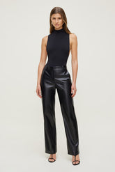 Dynamite Online | Camelia Straight Leg Faux Leather Pants Black