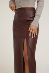 Dynamite Website Shop | Marlow Faux Leather Midi Skirt Brown