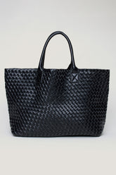 Dynamite On Sale | Oversized Woven Faux Leather Tote BLACK