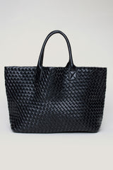 Dynamite On Sale | Oversized Woven Faux Leather Tote BLACK