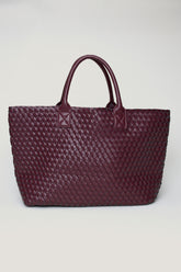 Dynamite Discount | Oversized Woven Faux Leather Tote Red