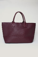 Dynamite Discount | Oversized Woven Faux Leather Tote Red