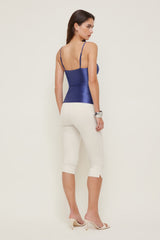 Dynamite Store | Monet Stretch Satin Top Blue