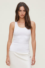Dynamite Website Shop | Ellie Ribbed Tank Top White