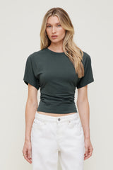Dynamite Outlets | Andrea Shirred Jersey T Shirt Green