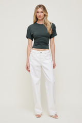Dynamite Outlets | Andrea Shirred Jersey T Shirt Green
