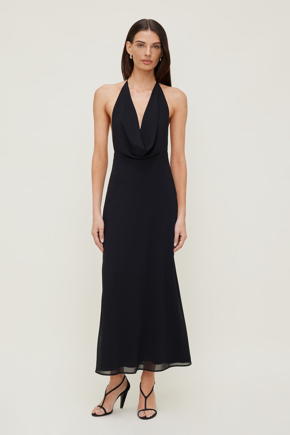 Dynamite Discount | Deep Cowl Neck Maxi Dress Black