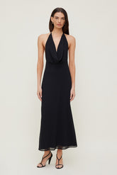 Dynamite Discount | Deep Cowl Neck Maxi Dress Black