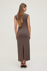 Dynamite Discount | Bria Sculpt Mock Neck Maxi Dress Brown