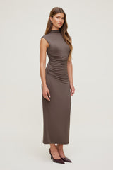 Dynamite Discount | Bria Sculpt Mock Neck Maxi Dress Brown