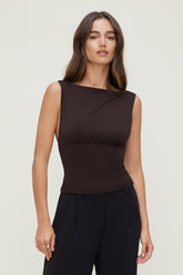 Dynamite On Sale | Sculpt Cinched Waist Top Brown