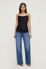 Dynamite Discount | Madi Lace Satin Cami Top Black