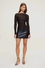 Dynamite Store | Nola Jacquard Long Sleeve Top Brown
