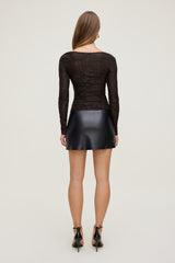 Dynamite Store | Nola Jacquard Long Sleeve Top Brown