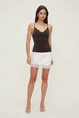 Dynamite US | Sculpt Lace Trim Cami Top Brown