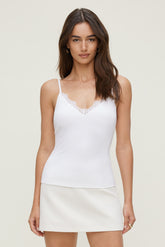 Dynamite Website Shop | Sculpt Lace Trim Cami Top White