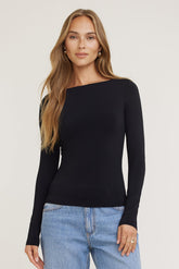 Dynamite Website Shop | Nola Sculpt Long Sleeve Top Black