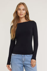 Dynamite Website Shop | Nola Sculpt Long Sleeve Top Black