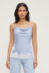 Dynamite Outlet | Madi Lace Satin Cami Top Blue