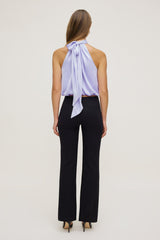 Dynamite Store | Paloma Bubble Satin Halter Blouse Purple