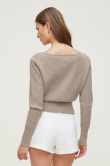 Dynamite Online | Sara Ribbed Cinch Hem Cardigan Beige